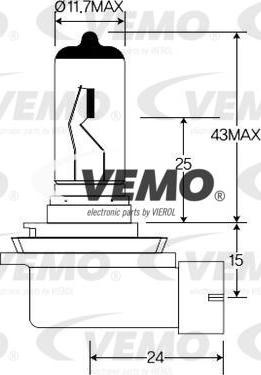 Vemo V99-84-0074 - Лампа розжарювання, фара дальнього світла autocars.com.ua