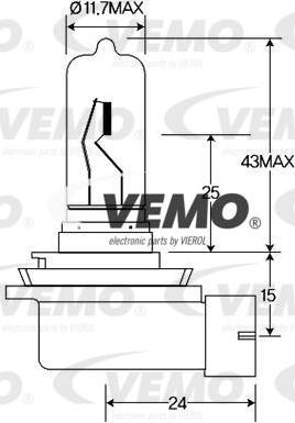 Vemo V99-84-0075 - Лампа накаливания, фара рабочего освещения autodnr.net