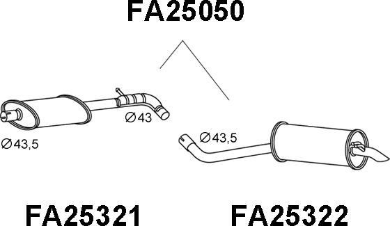 Veneporte FA25050 - Глушник вихлопних газів кінцевий autocars.com.ua