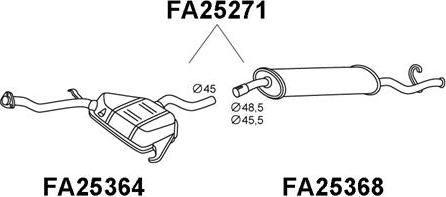 Veneporte FA25271 - Глушник вихлопних газів кінцевий autocars.com.ua