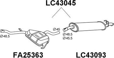 Veneporte LC43045 - Глушитель выхлопных газов, конечный avtokuzovplus.com.ua