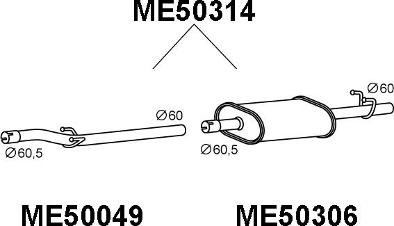 Veneporte ME50314 - Середній глушник вихлопних газів autocars.com.ua