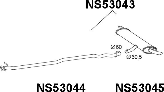 Veneporte NS53043 - Глушитель выхлопных газов, конечный avtokuzovplus.com.ua