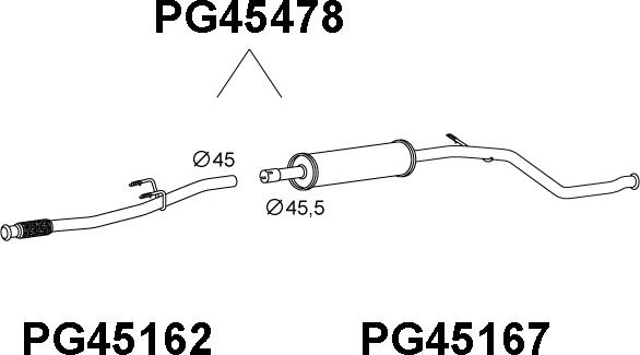 Veneporte PG45478 - Середній глушник вихлопних газів autocars.com.ua