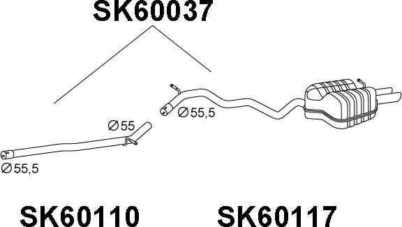 Veneporte SK60037 - Глушник вихлопних газів кінцевий autocars.com.ua