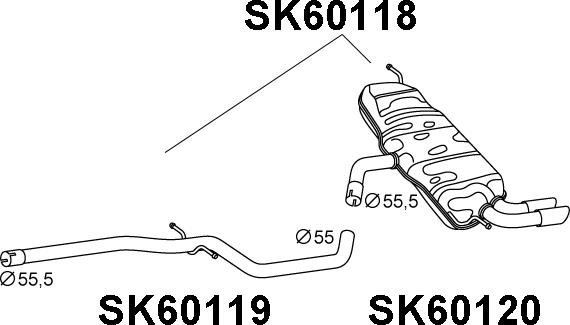 Veneporte SK60118 - Глушник вихлопних газів кінцевий autocars.com.ua