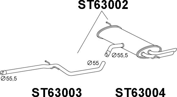 Veneporte ST63002 - Глушитель выхлопных газов, конечный avtokuzovplus.com.ua