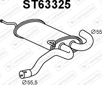 Veneporte ST63325 - Середній глушник вихлопних газів autocars.com.ua