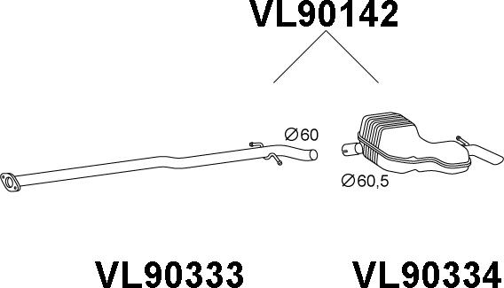 Veneporte VL90142 - Глушник вихлопних газів кінцевий autocars.com.ua