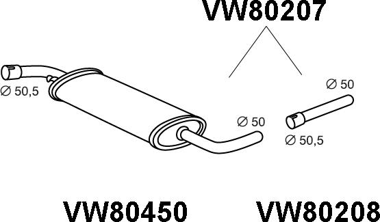 Veneporte VW80207 - Средний глушитель выхлопных газов avtokuzovplus.com.ua