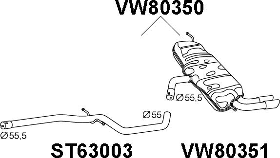 Veneporte VW80350 - Глушник вихлопних газів кінцевий autocars.com.ua