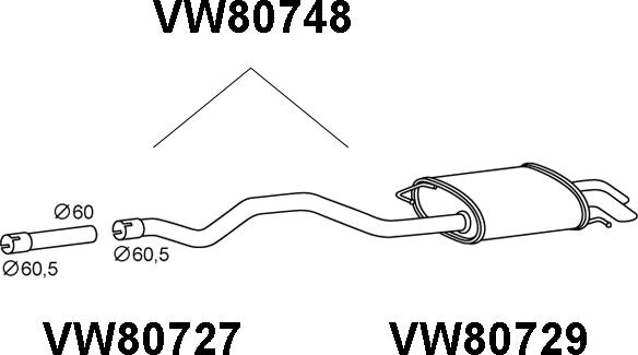 Veneporte VW80748 - Глушитель выхлопных газов, конечный avtokuzovplus.com.ua