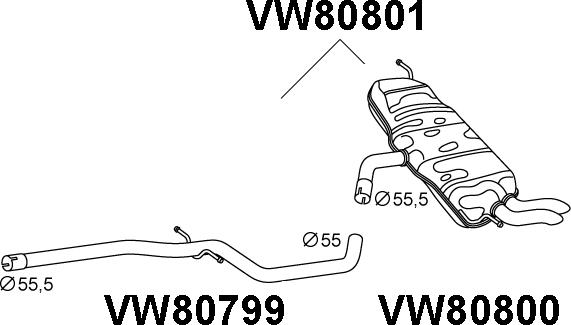 Veneporte VW80801 - Глушник вихлопних газів кінцевий autocars.com.ua