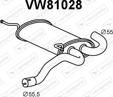 Veneporte VW81028 - Середній глушник вихлопних газів autocars.com.ua