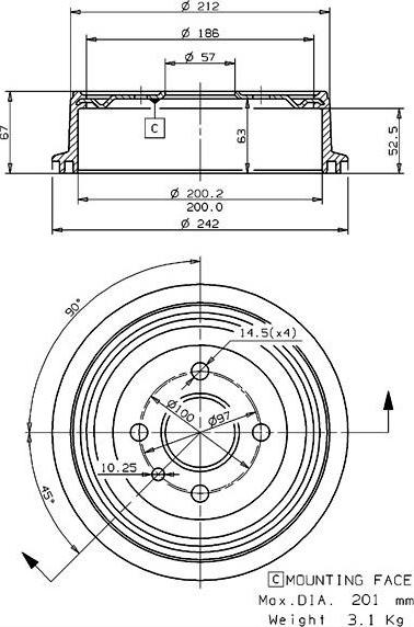 Villar 627.0032 - Тормозной барабан autodnr.net