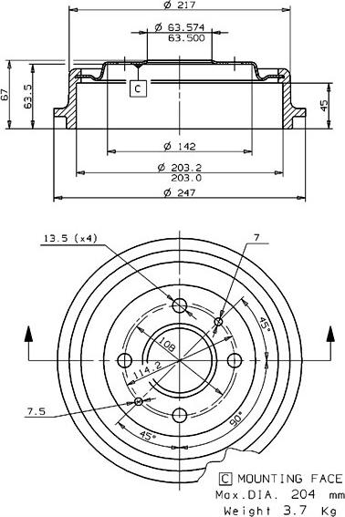 Villar 627.0059 - Гальмівний барабан autocars.com.ua
