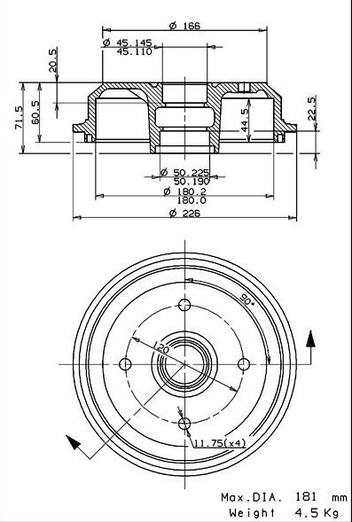 Villar 627.0155 - Тормозной барабан autodnr.net