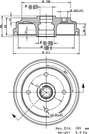 Villar 627.0169 - Гальмівний барабан autocars.com.ua