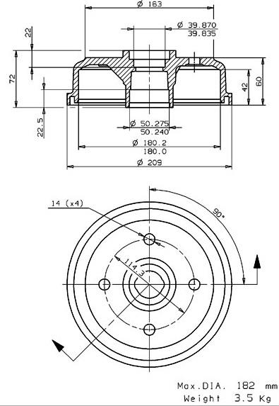 Villar 627.0177 - Гальмівний барабан autocars.com.ua