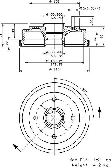 Villar 627.0192 - Гальмівний барабан autocars.com.ua