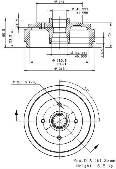 Villar 627.0208 - Гальмівний барабан autocars.com.ua