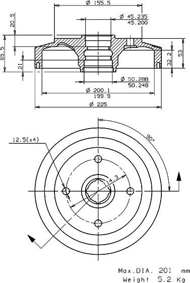 Villar 627.0214 - Гальмівний барабан autocars.com.ua