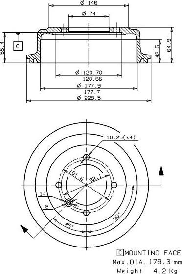 Villar 627.0224 - Тормозной барабан autodnr.net