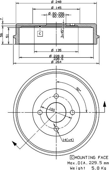 Villar 627.0235 - Гальмівний барабан autocars.com.ua