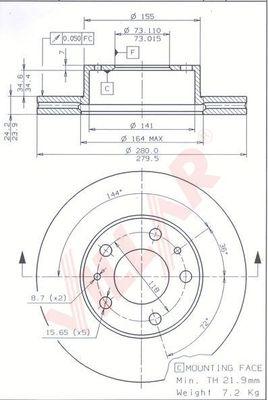 Villar 628.0291 - Гальмівний диск autocars.com.ua