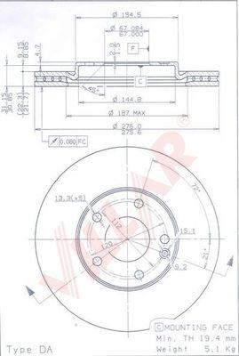 Villar 628.1338 - Гальмівний диск autocars.com.ua