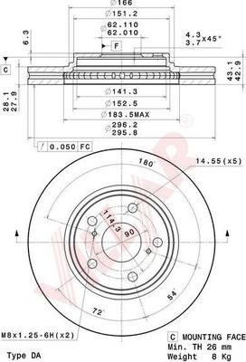 Villar 628.2110 - Гальмівний диск autocars.com.ua