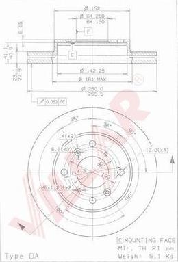 Brembo 09.6753.21 - Гальмівний диск autocars.com.ua