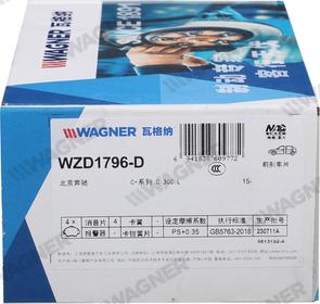 Wagner WZD1796-D - Тормозные колодки, дисковые, комплект avtokuzovplus.com.ua