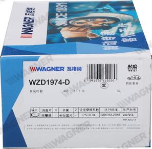 Wagner WZD1974-D - Тормозные колодки, дисковые, комплект autodnr.net