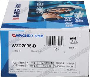 Wagner WZD2035-D - Тормозные колодки, дисковые, комплект autodnr.net