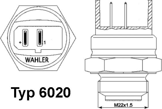 WAHLER 602095D - Термовимикач, вентилятор радіатора / кондиціонера autocars.com.ua