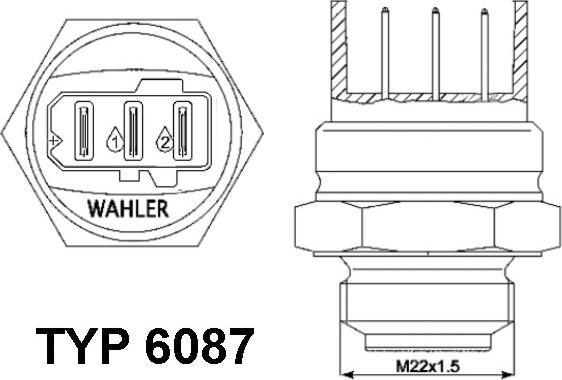 WAHLER 6087.87D - Термовимикач, вентилятор радіатора / кондиціонера autocars.com.ua