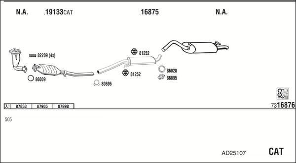 Walker AD25107 - Система випуску ОГ autocars.com.ua