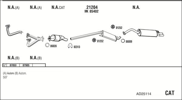 Walker AD25114 - Система випуску ОГ autocars.com.ua