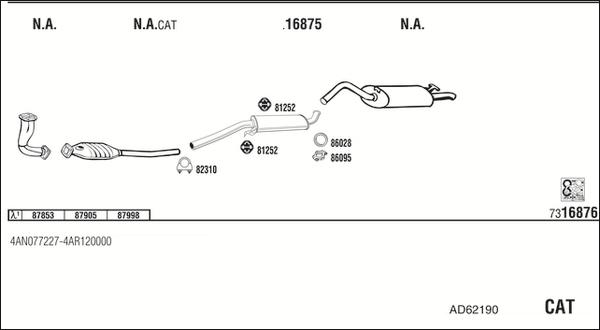 Walker AD62190 - Система випуску ОГ autocars.com.ua