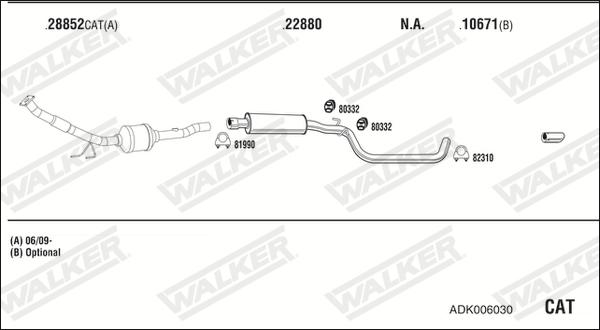 Walker ADK006030 - Система випуску ОГ autocars.com.ua