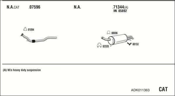 Walker ADK011363 - Система випуску ОГ autocars.com.ua