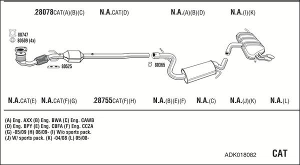 Walker ADK018082 - Система випуску ОГ autocars.com.ua