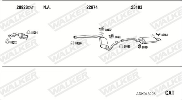 Walker ADK018225 - Система випуску ОГ autocars.com.ua