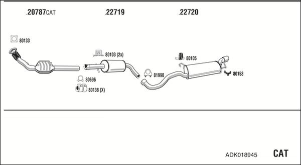 Walker ADK018945 - Система випуску ОГ autocars.com.ua