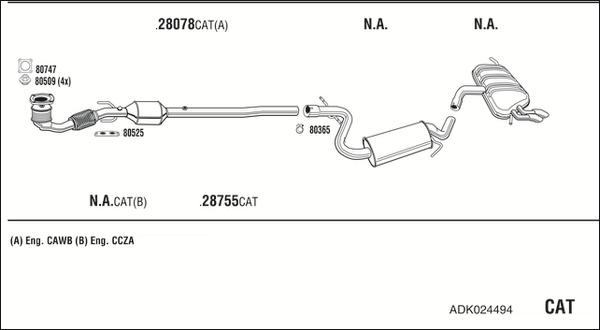 Walker ADK024494 - Система випуску ОГ autocars.com.ua