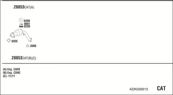 Walker ADK026913 - Система випуску ОГ autocars.com.ua