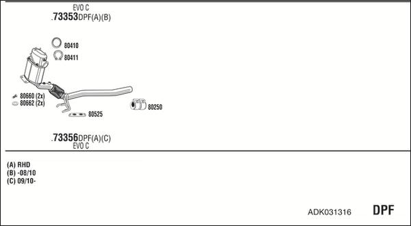 Walker ADK031316 - Система випуску ОГ autocars.com.ua