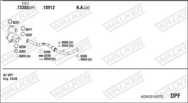 Walker ADK031957D - Система випуску ОГ autocars.com.ua