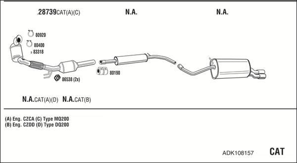 Walker ADK108157 - Система випуску ОГ autocars.com.ua